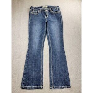 Rock Roll Jeans Womens 29x32 (32x31) Boot Mid Rise Blue Stretch Cowgirl Western
